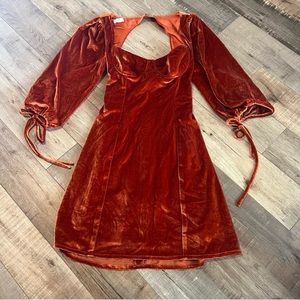 Lelasilk Velvet rust orange Velvet dress
